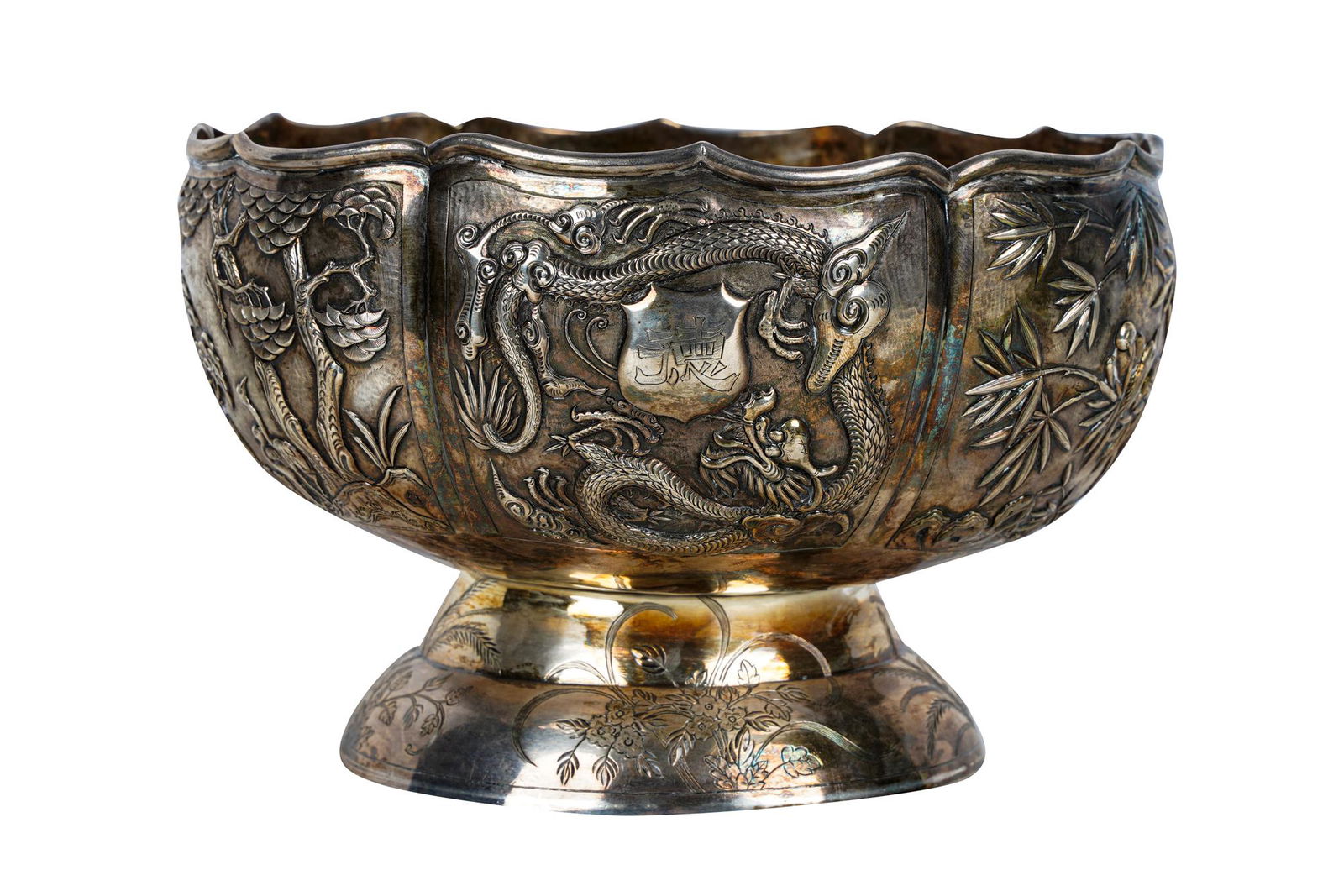 CHINESE SILVER FOOTED BOWL (1 of 11)
