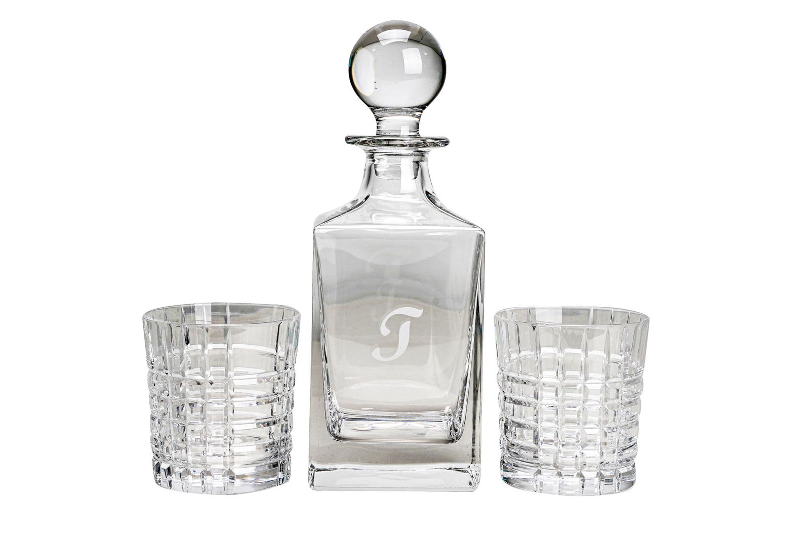TIFFANY & CO. GLASS DECANTER & TWO TUMBLERS (1 of 15)