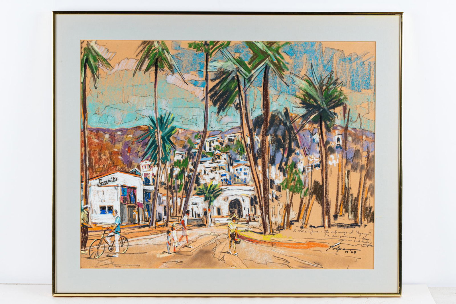 NICHOLAS VOLPE: BYWAYS COASTAL SCENE: circa 1968 pastel on paper signed and dated lower right 18 x 23 1/4 inches
