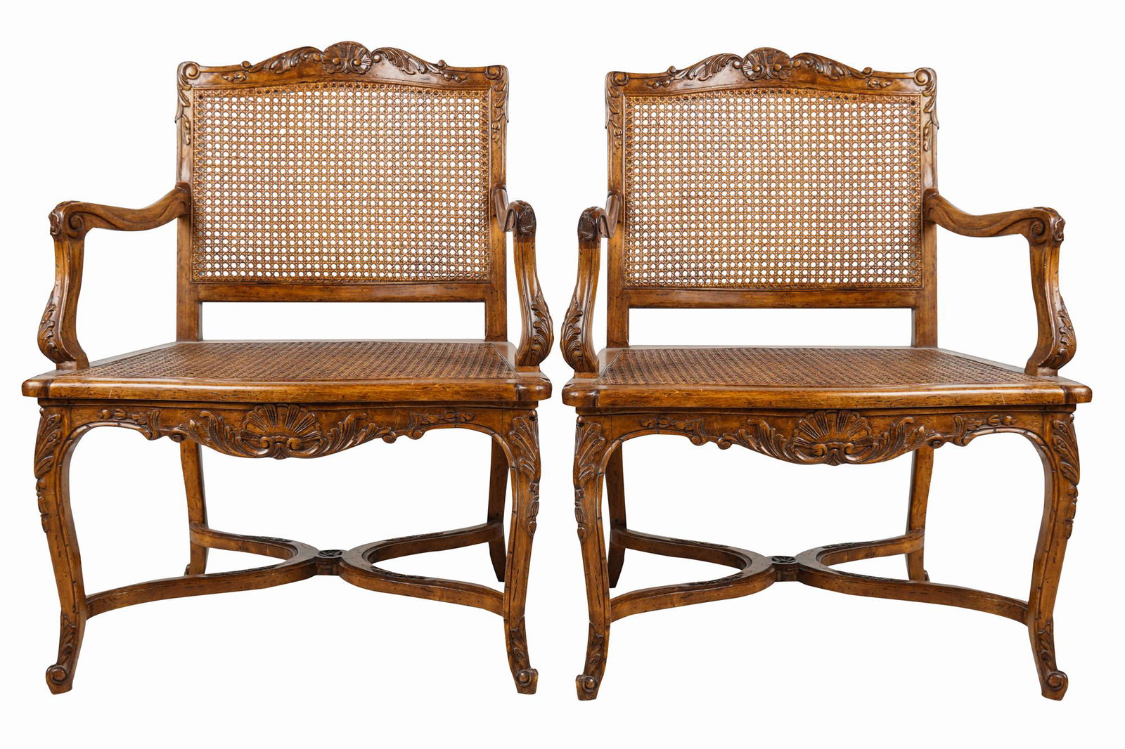 PAIR OF FRENCH PROVINCIAL STYLE OPEN ARMCHAIRS (1 of 7)