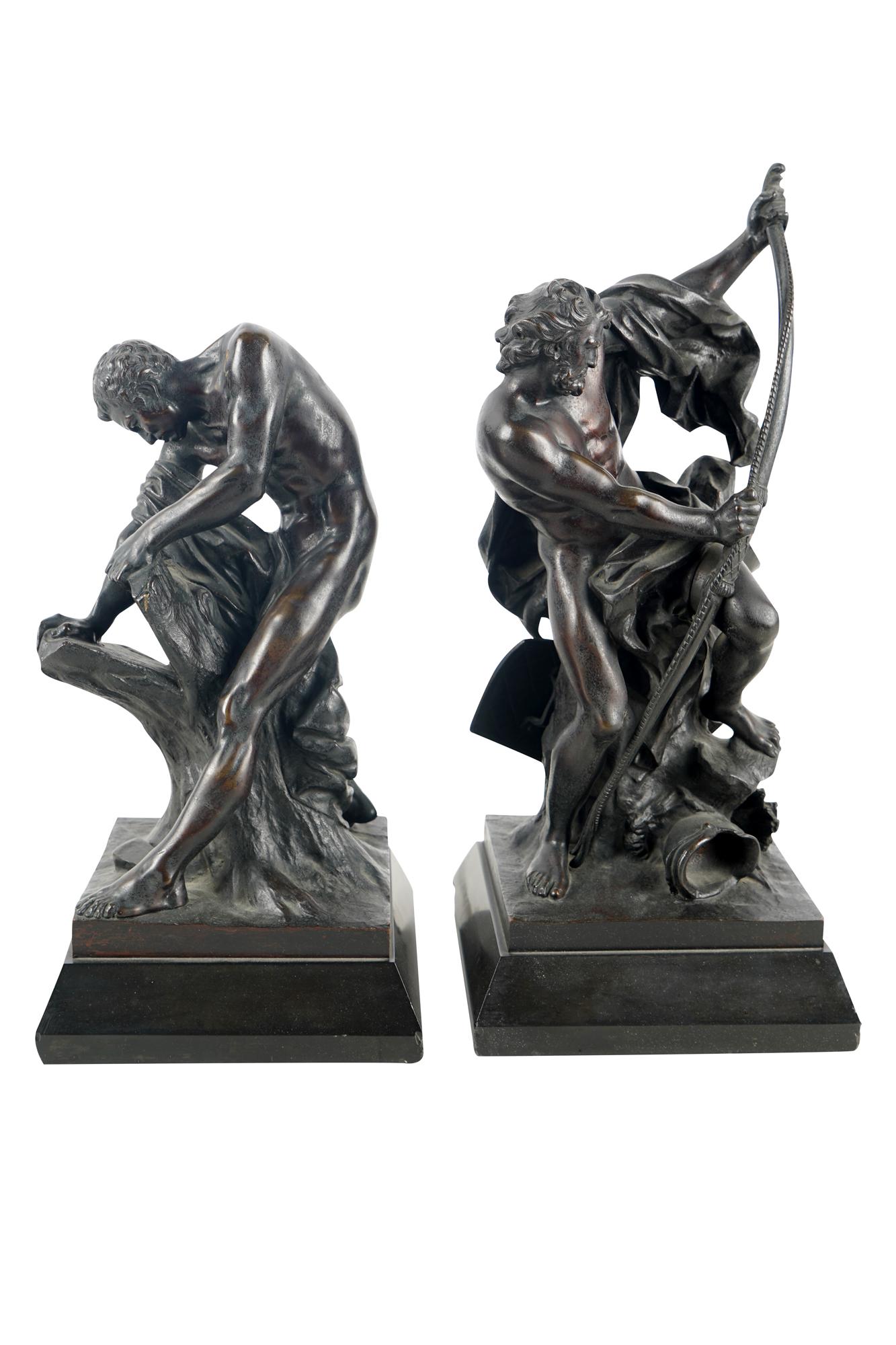 TWO NEOCLASSIC PATINATED BRONZE SCULPTURES (1 of 14)