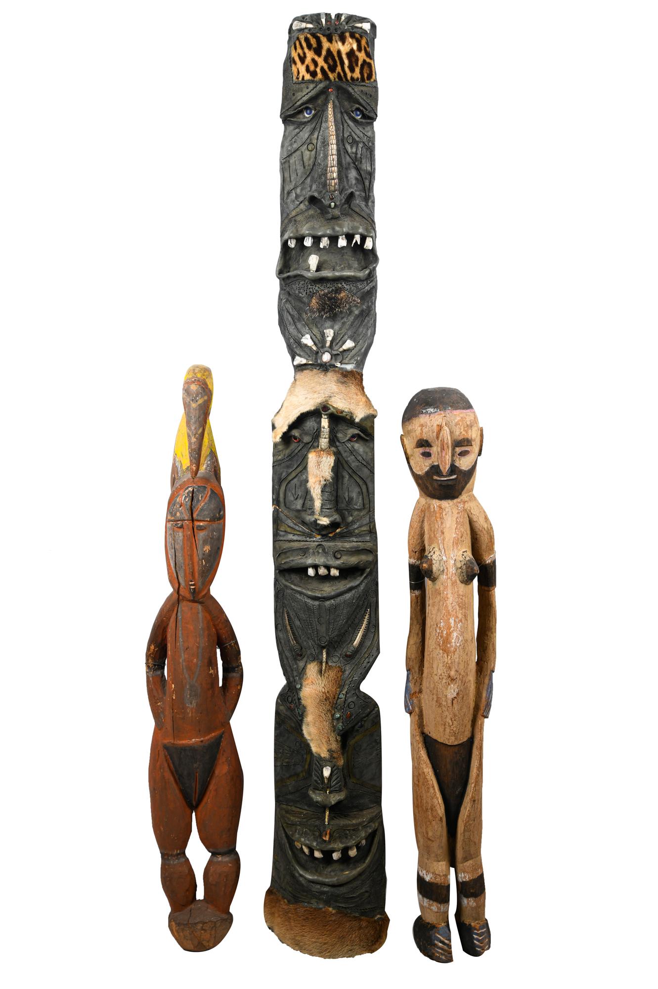 THREE PAPAU NEW GUINEA-STYLE CARVINGS (1 of 10)