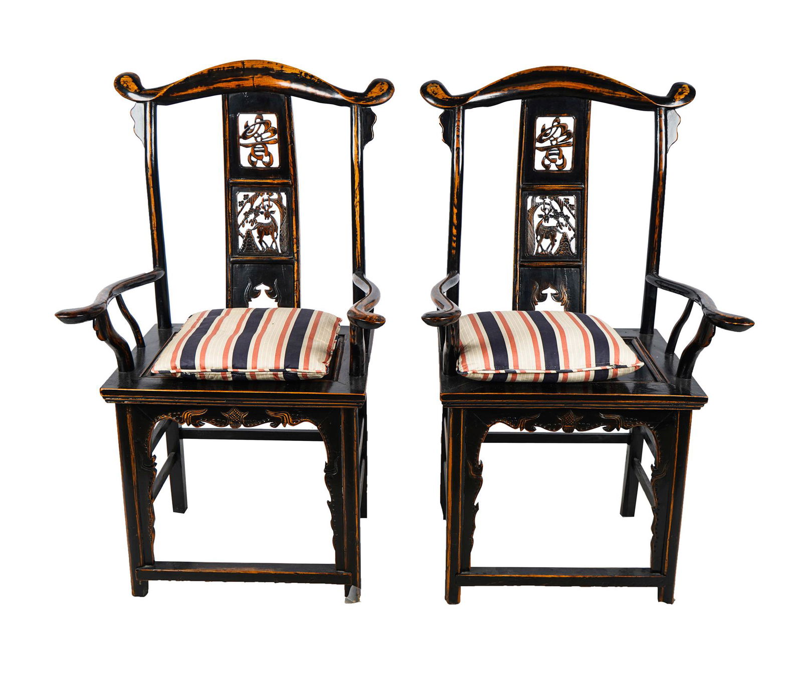PAIR OF GILT & EBONIZED CHINESE STYLE HARDWOOD (1 of 9)