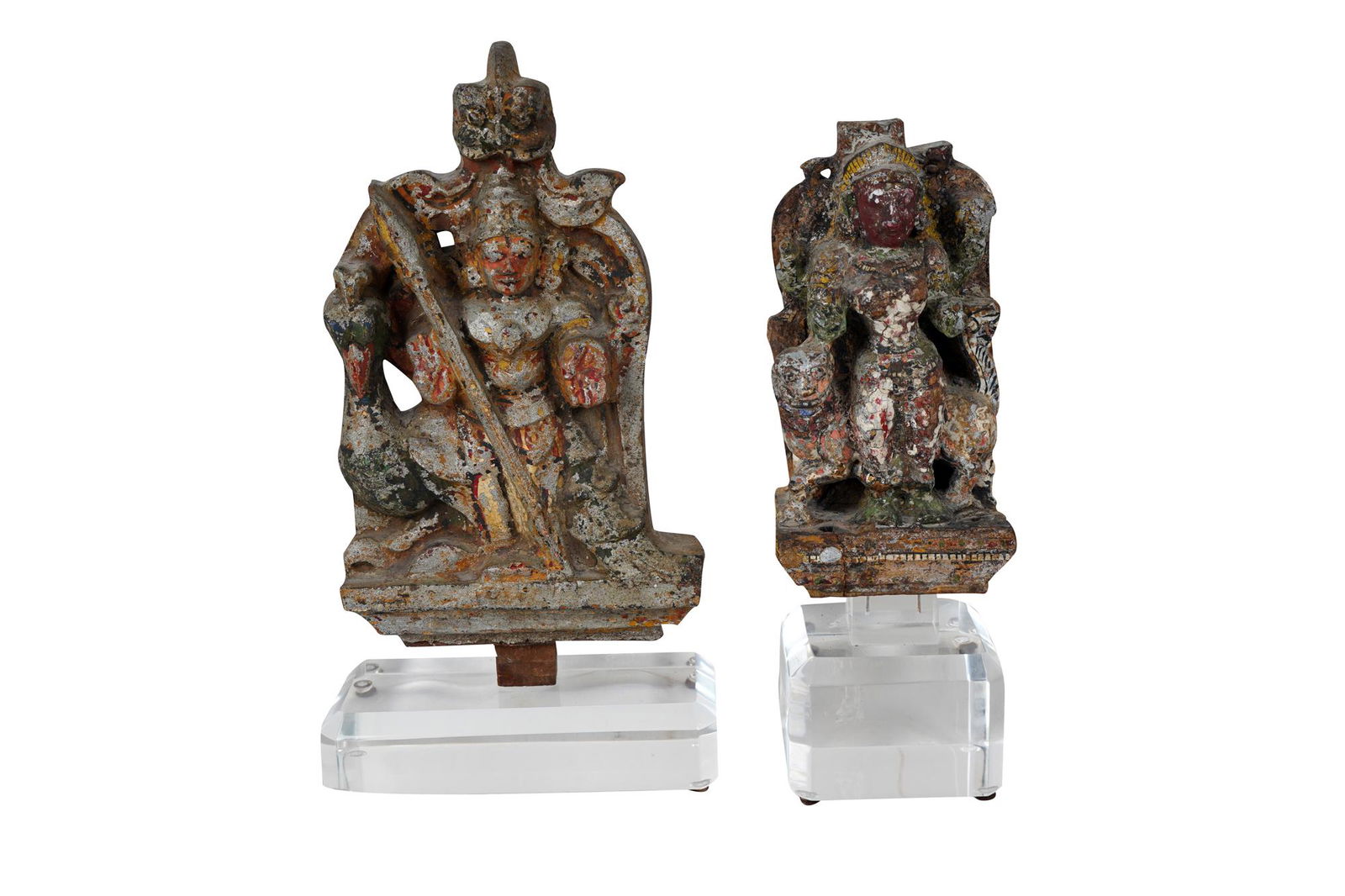 TWO ASSORTED POLYCHROME CARVINGS (1 of 6)