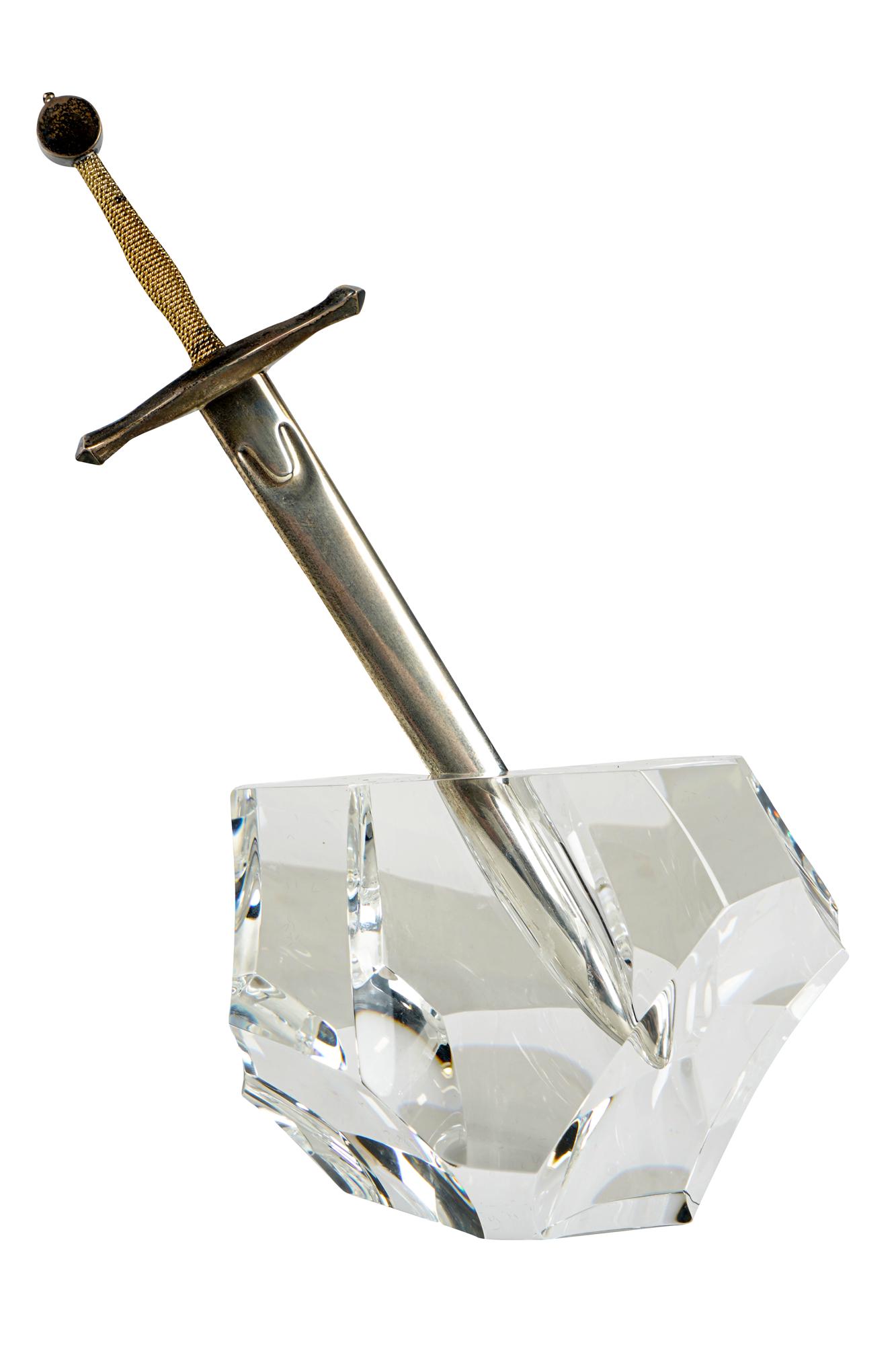 STEUBEN EXCALIBUR GLASS & SILVER LETTER OPENER (1 of 5)