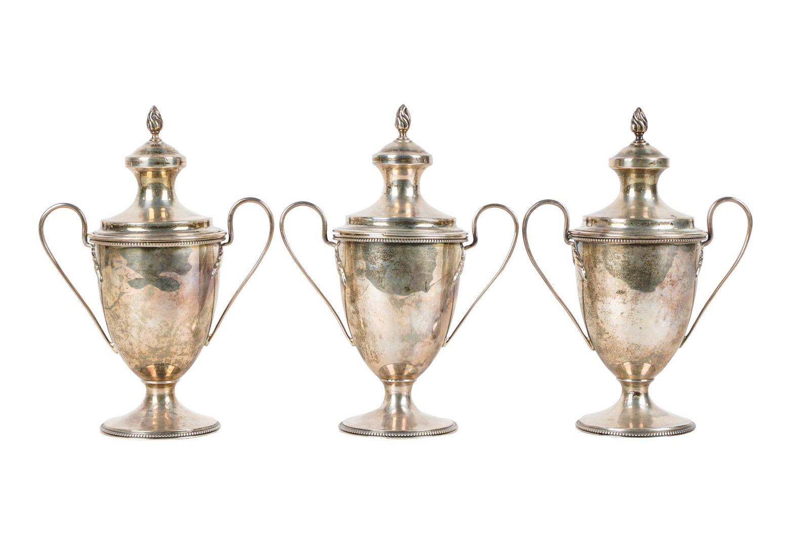 THREE EDWARDIAN SILVER COVERED URNS (1 of 17)