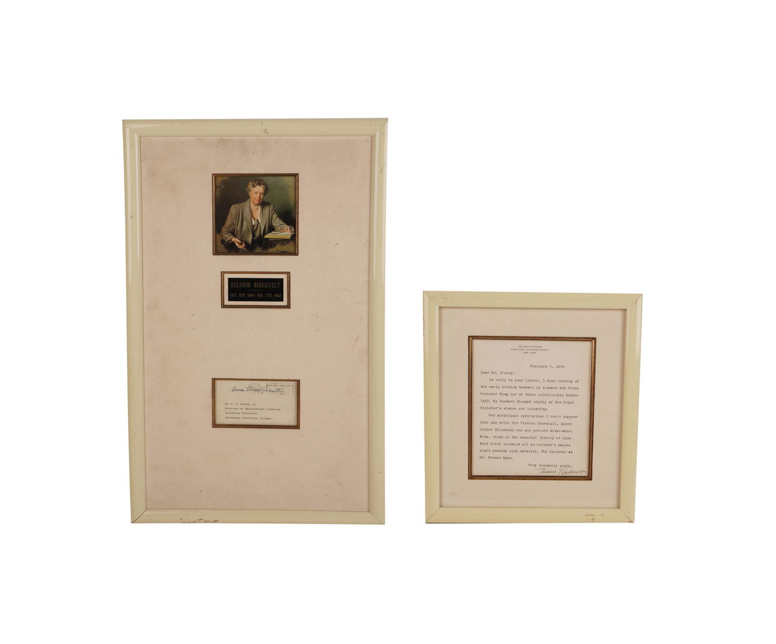 ELEANOR ROOSEVELT: STAMPED & SIGNED ENVELOPE & LETTER (1 of 10)