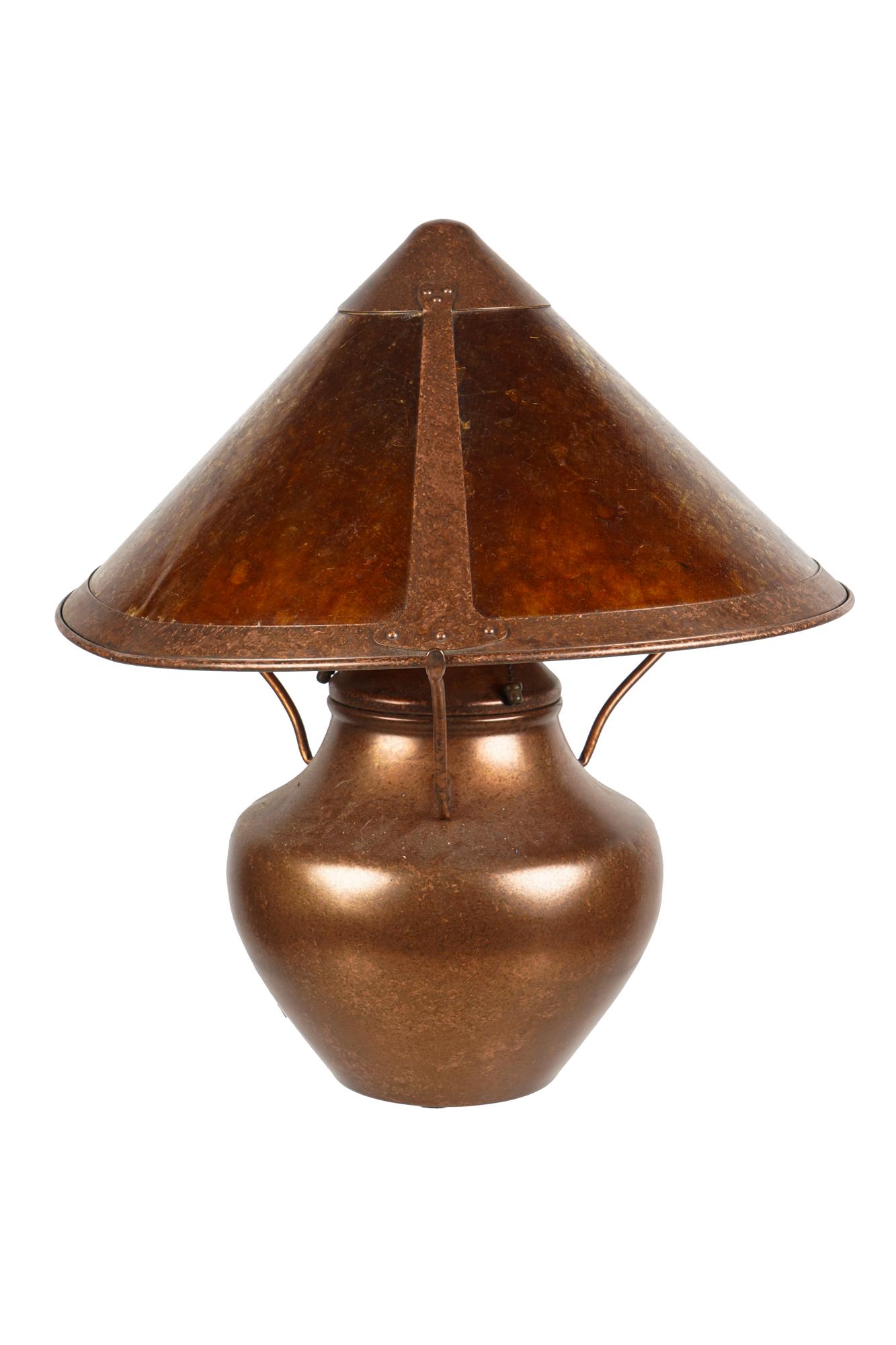 ARTS & CRAFTS MICA & COPPER LAMP (1 of 8)