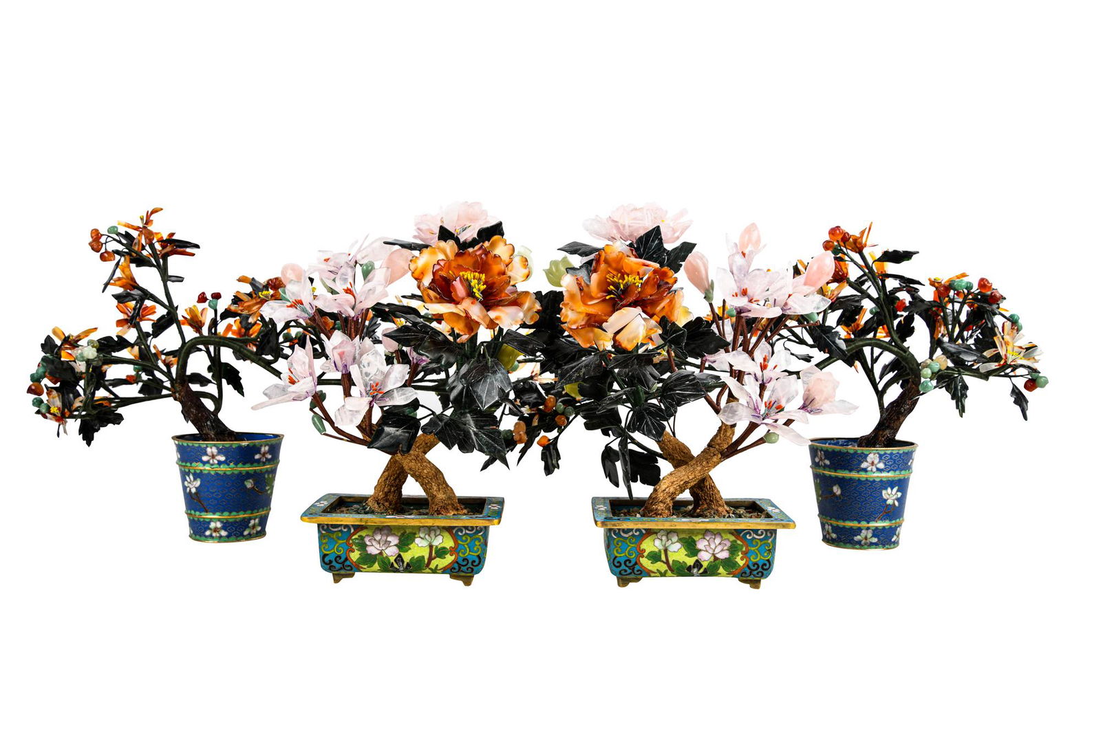 TWO PAIRS OF CHINESE MINERAL SPECIMEN TREES ON (1 of 12)