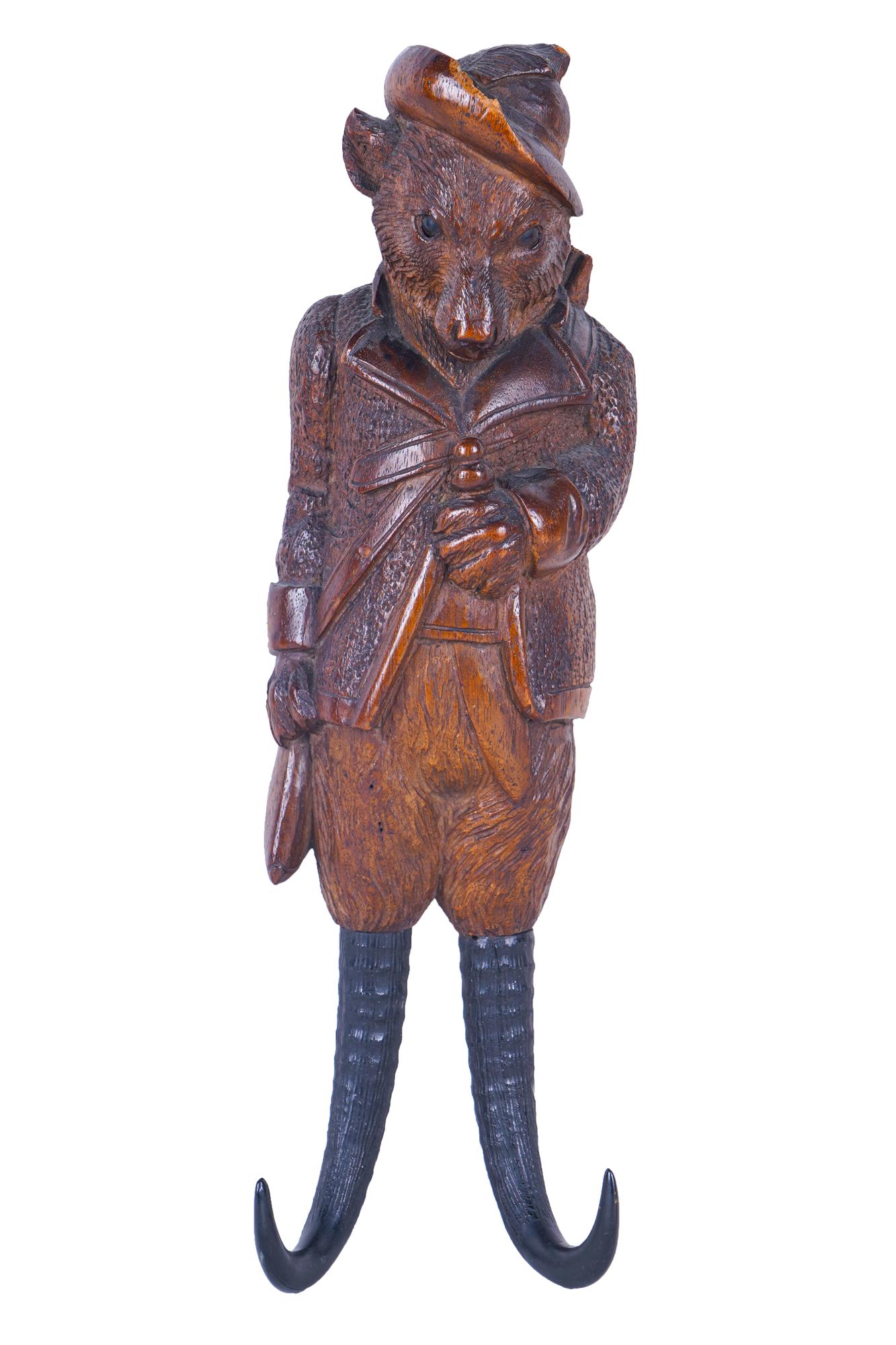 CARVED WOOD ANIMAL COAT HANGER (1 of 7)