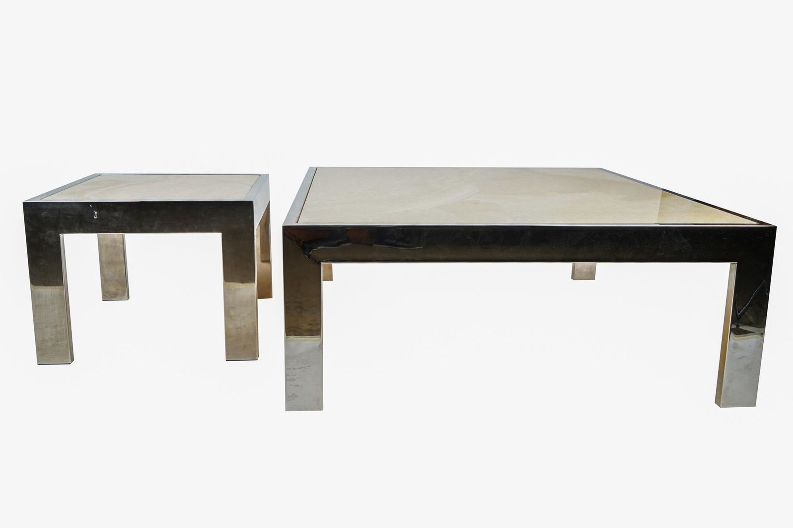 LAWSON FENNING CHROME & ONYX COFFEE TABLE & SIDE TABLE (1 of 5)