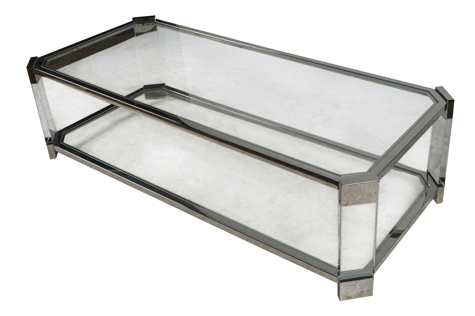 CONTEMPORARY GLASS & CHROMED METAL COFFEE TABLE (1 of 5)