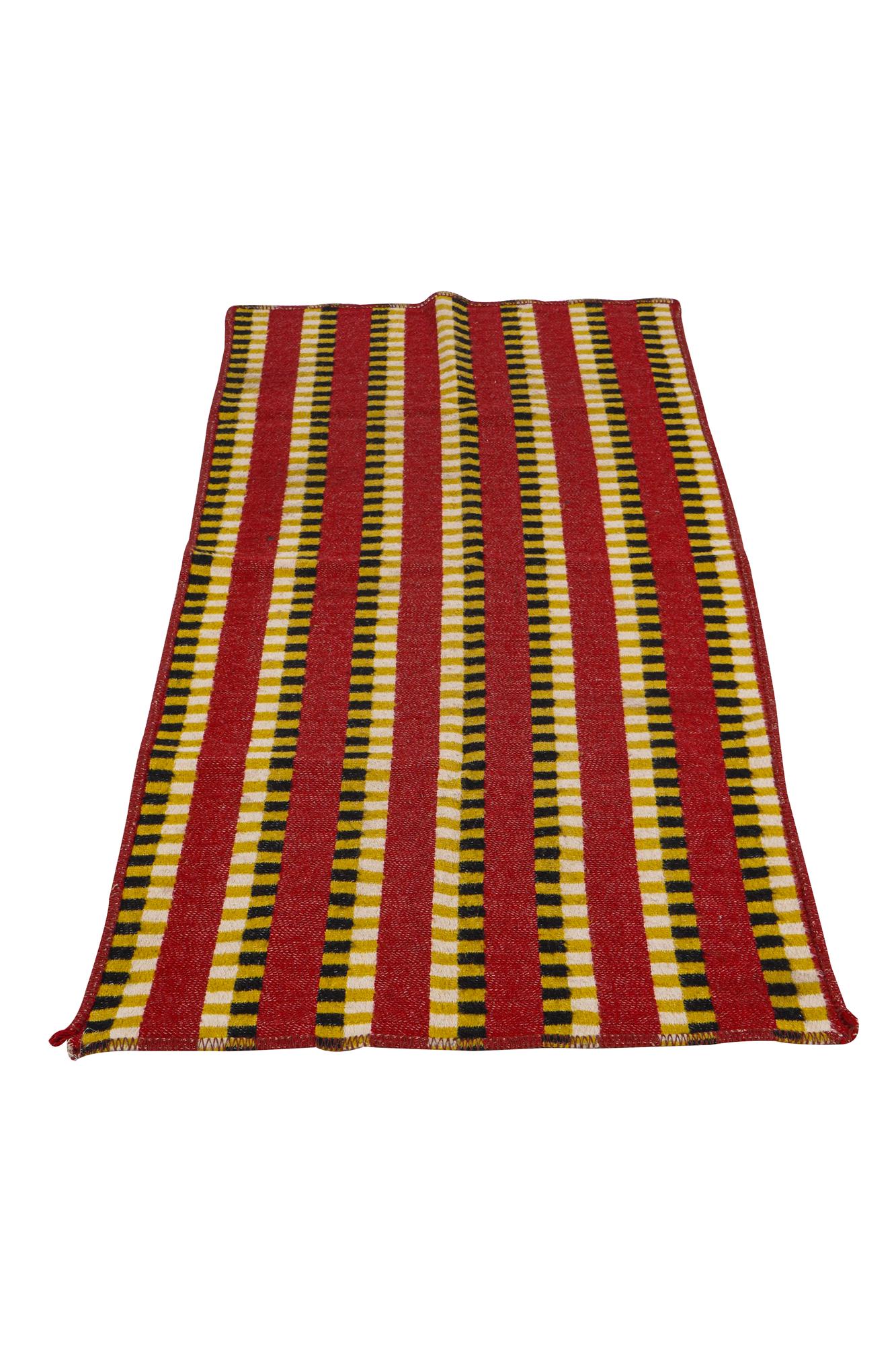 RED, YELLOW AND BLACK WOOL WOVEN BLANKET (1 of 5)