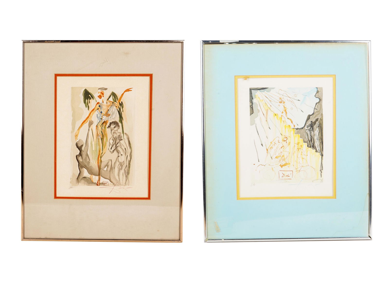SALVADOR DALI: TWO COLORED PRINTS OF ANGELS (1 of 10)