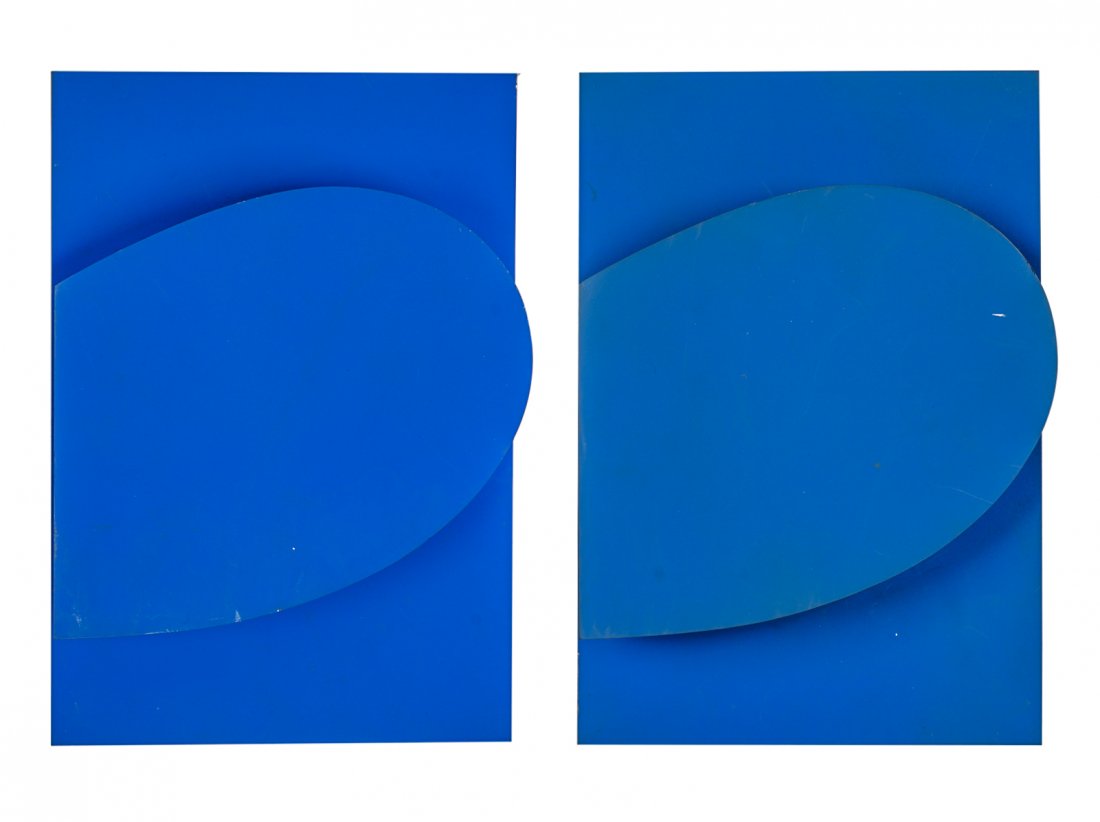 AFTER ELLSWORTH KELLY: "BLUE ON BLUE": commissioned by the Marcia and Frederick Weisman Collection Condition: with slight scuffing 13 x 9 inches