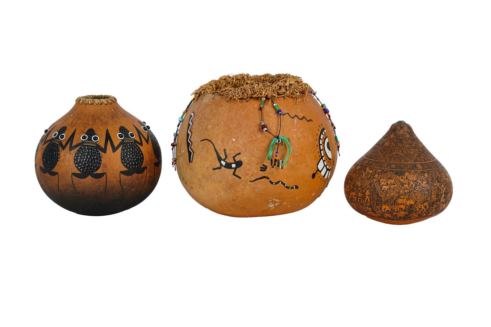 THREE NATIVE AMERICAN PAINTED GOURDS (1 of 15)