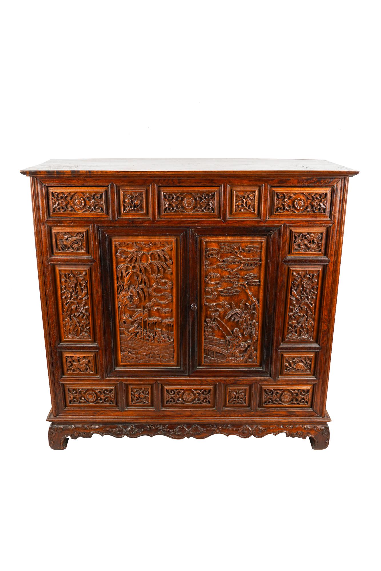 CHINESE CARVED HARDWOOD CABINET (1 of 10)