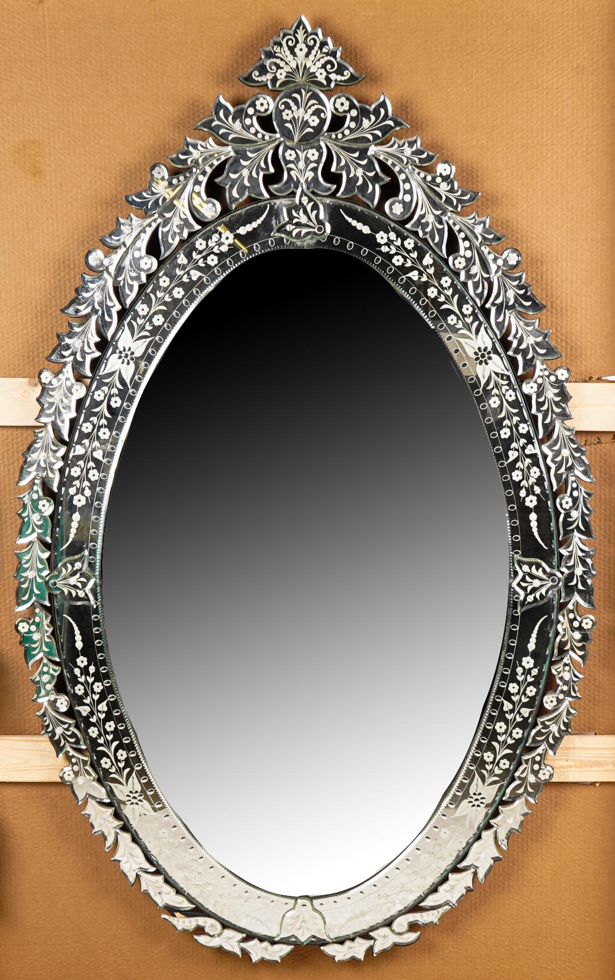 VENETIAN MIRROR: Note: retaining crate 68 x 42 inches