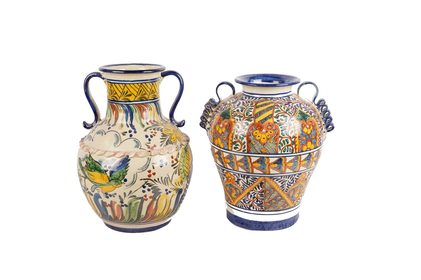 TWO TALAVERA STYLE MEXICAN POTTERY POTS (1 of 11)