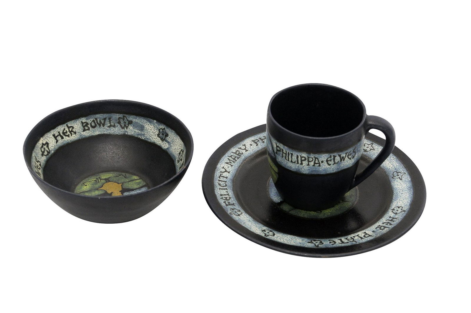 PAUL REVERE POTTERY SATURDAY EVENING GIRLS PLATE, BOWL (1 of 9)