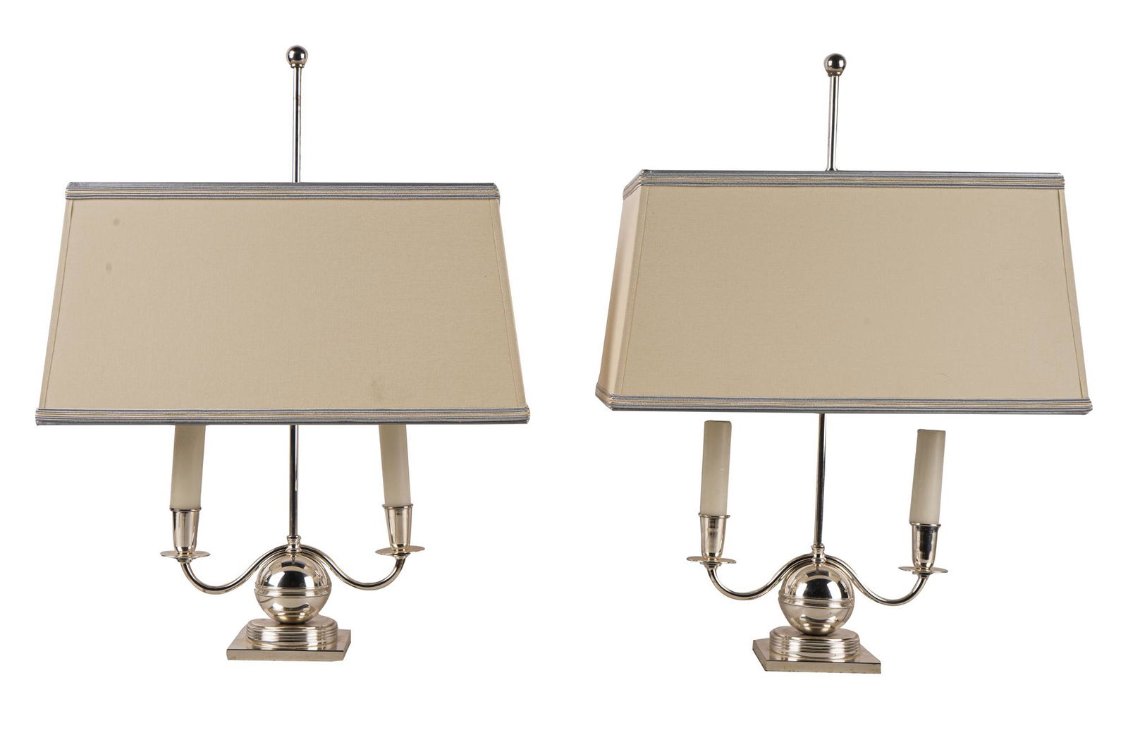 PAIR OF CHROME TABLE LAMPS (1 of 7)