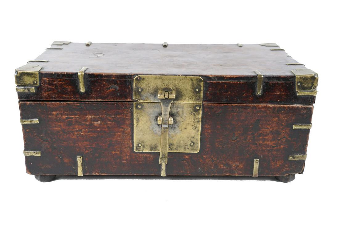 CHINESE BRASS-BOUND SCHOLAR'S BOX (1 of 13)