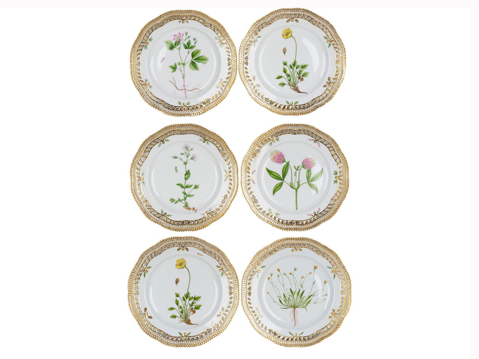 SIX ROYAL COPENHAGEN 'FLORA DANICA' PIERCED DESSERT (1 of 12)