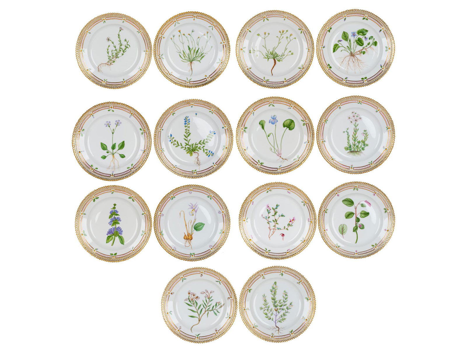 FOURTEEN ROYAL COPENHAGEN 'FLORA DANICA' SALAD PLATES (1 of 14)