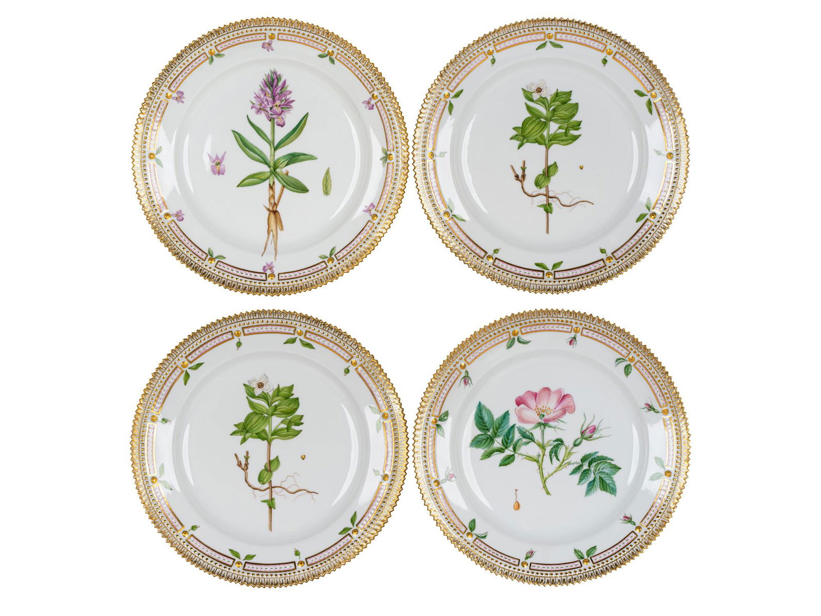 FOUR ROYAL COPENHAGEN 'FLORA DANICA'  PLATES (1 of 13)