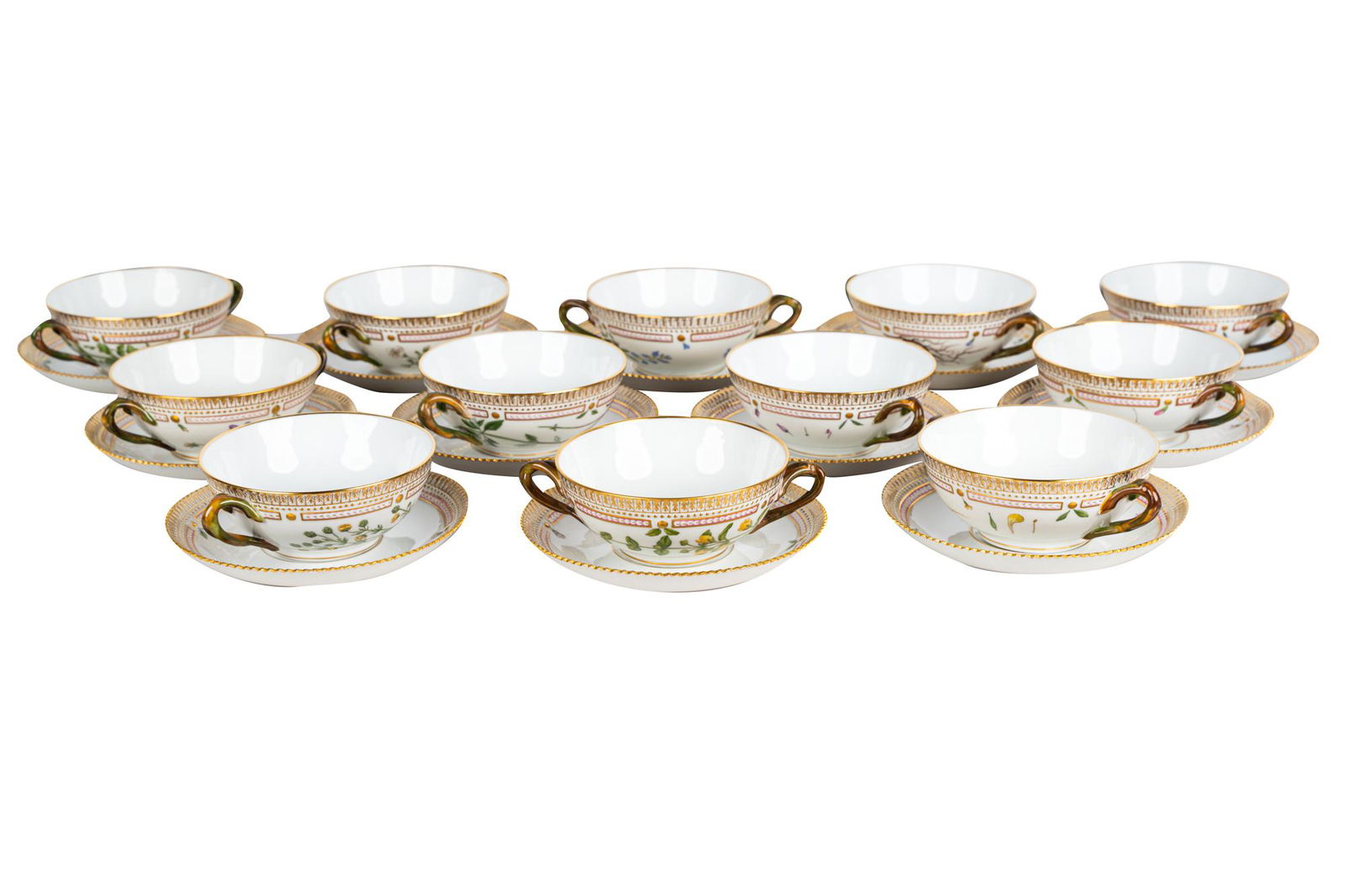 TWELVE ROYAL COPENHAGEN 'FLORA DANICA' CREAM SOUP BOWLS (1 of 20)