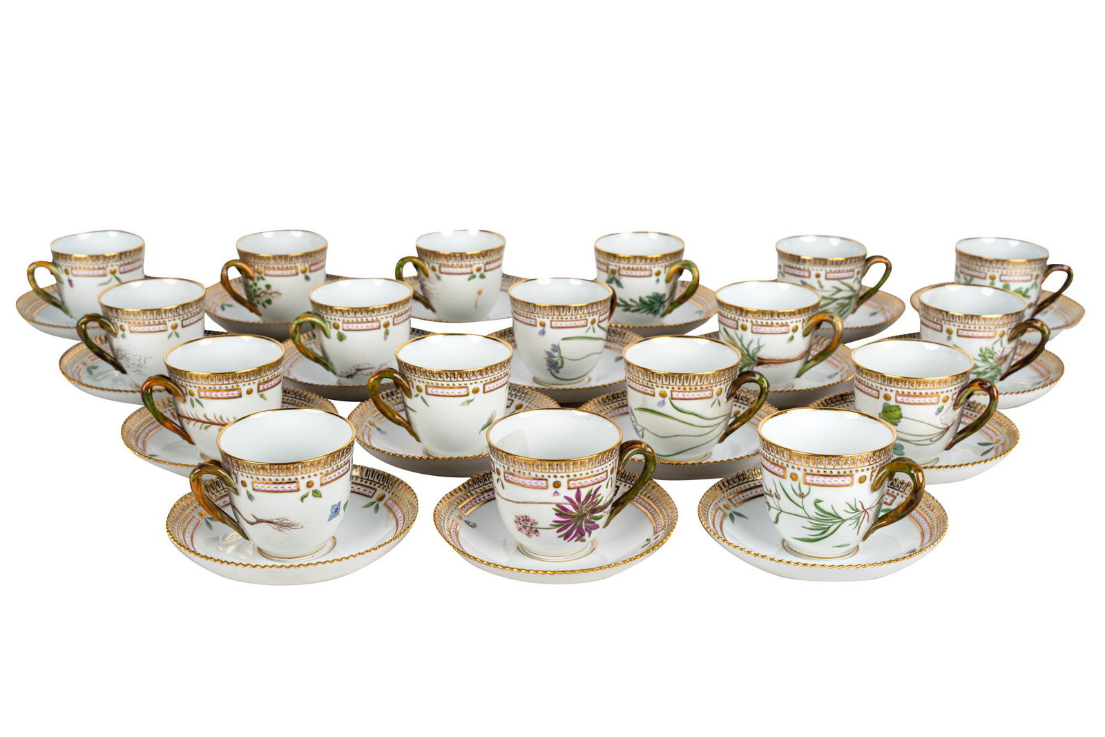 18 ROYAL COPENHAGEN 'FLORA DANICA' COFFEE CUPS SAUCERS (1 of 20)