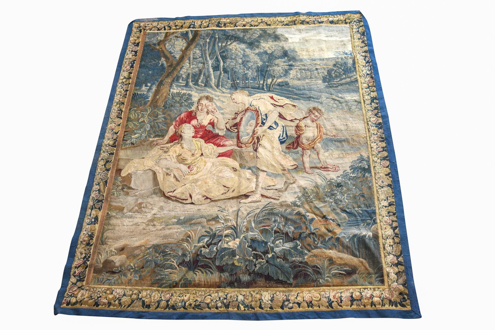 VERDURE TAPESTRY: depicting a reclining Venus with attendants 8'6" x 6'9"