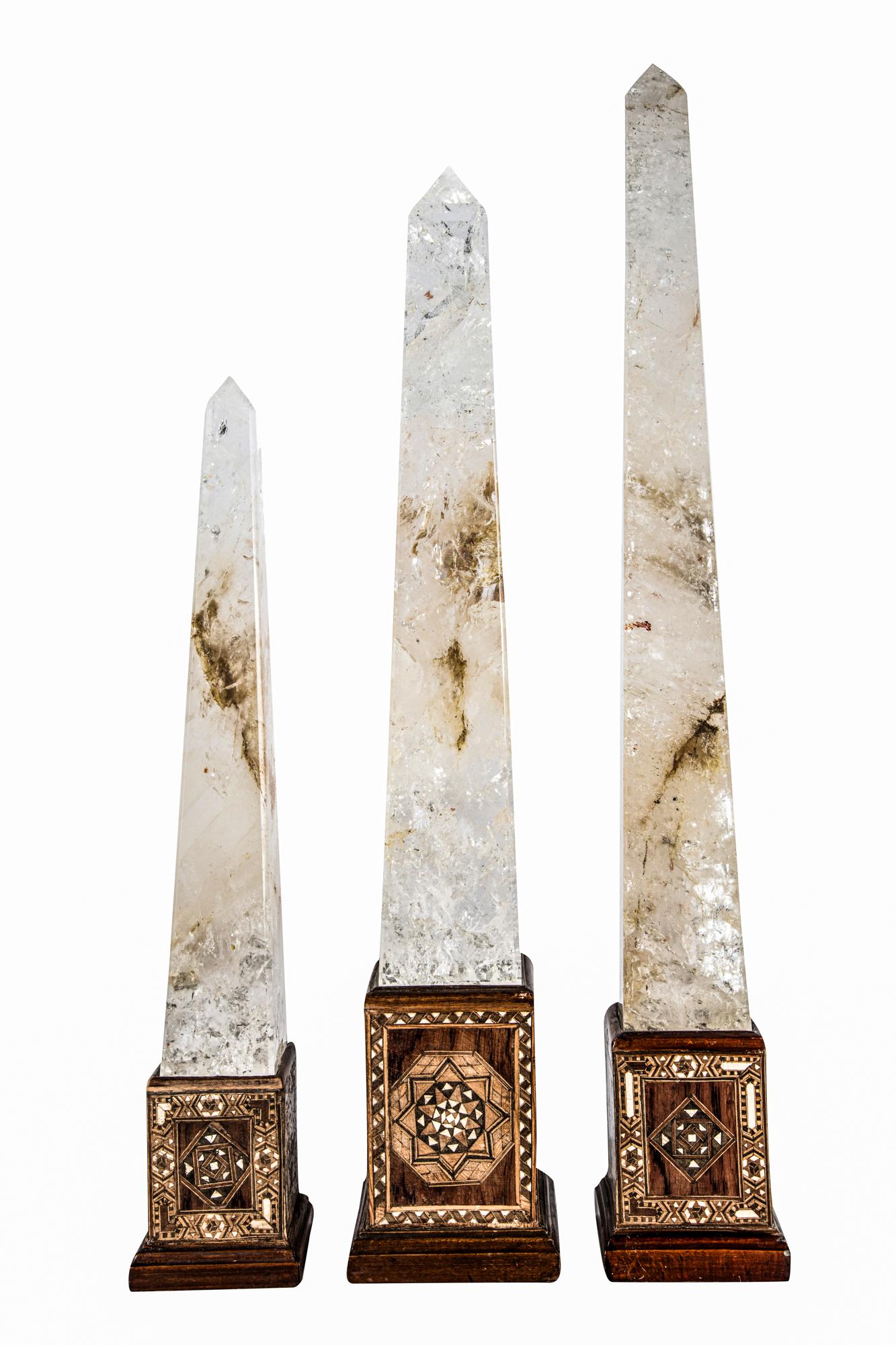 THREE ROCK CRYSTAL OBELISKS (1 of 8)