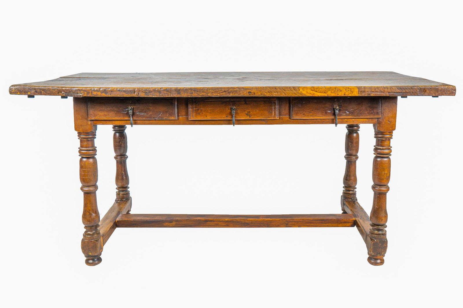SPANISH-STYLE CARVED OAK TRESTLE TABLE (1 of 12)