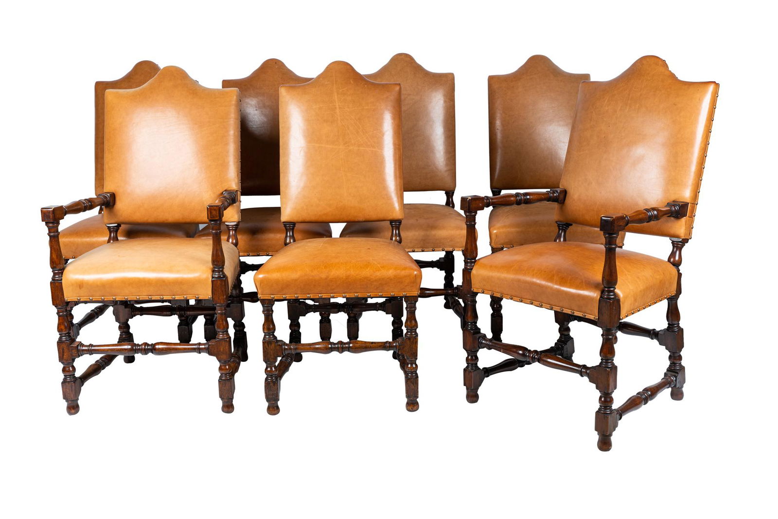 SET OF SEVEN CONTINENTAL WALNUT DINING CHAIRS (1 of 17)