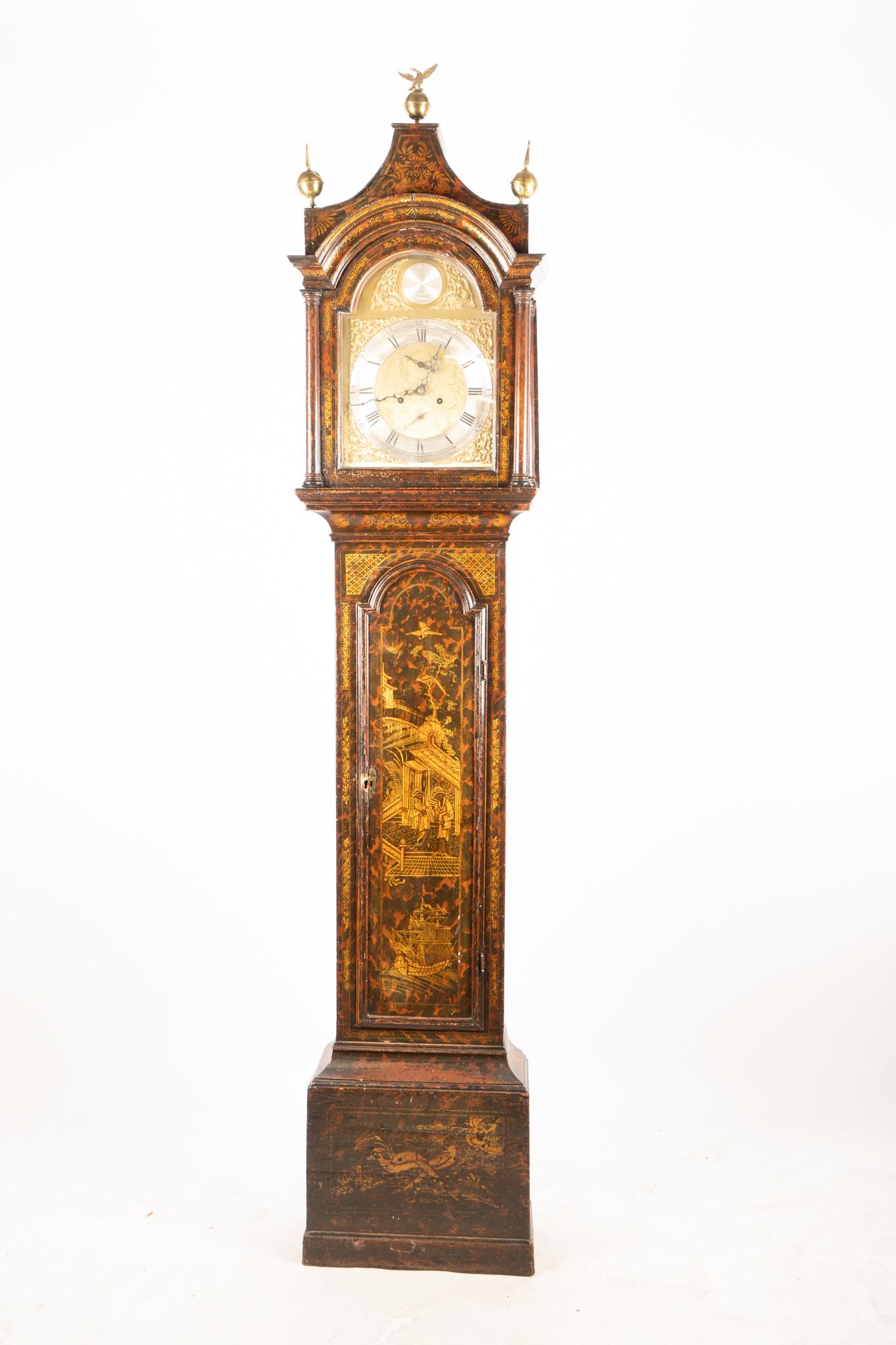 GEORGIAN CHINOISERIE LACQUERED TALL CASE CLOCK (1 of 18)