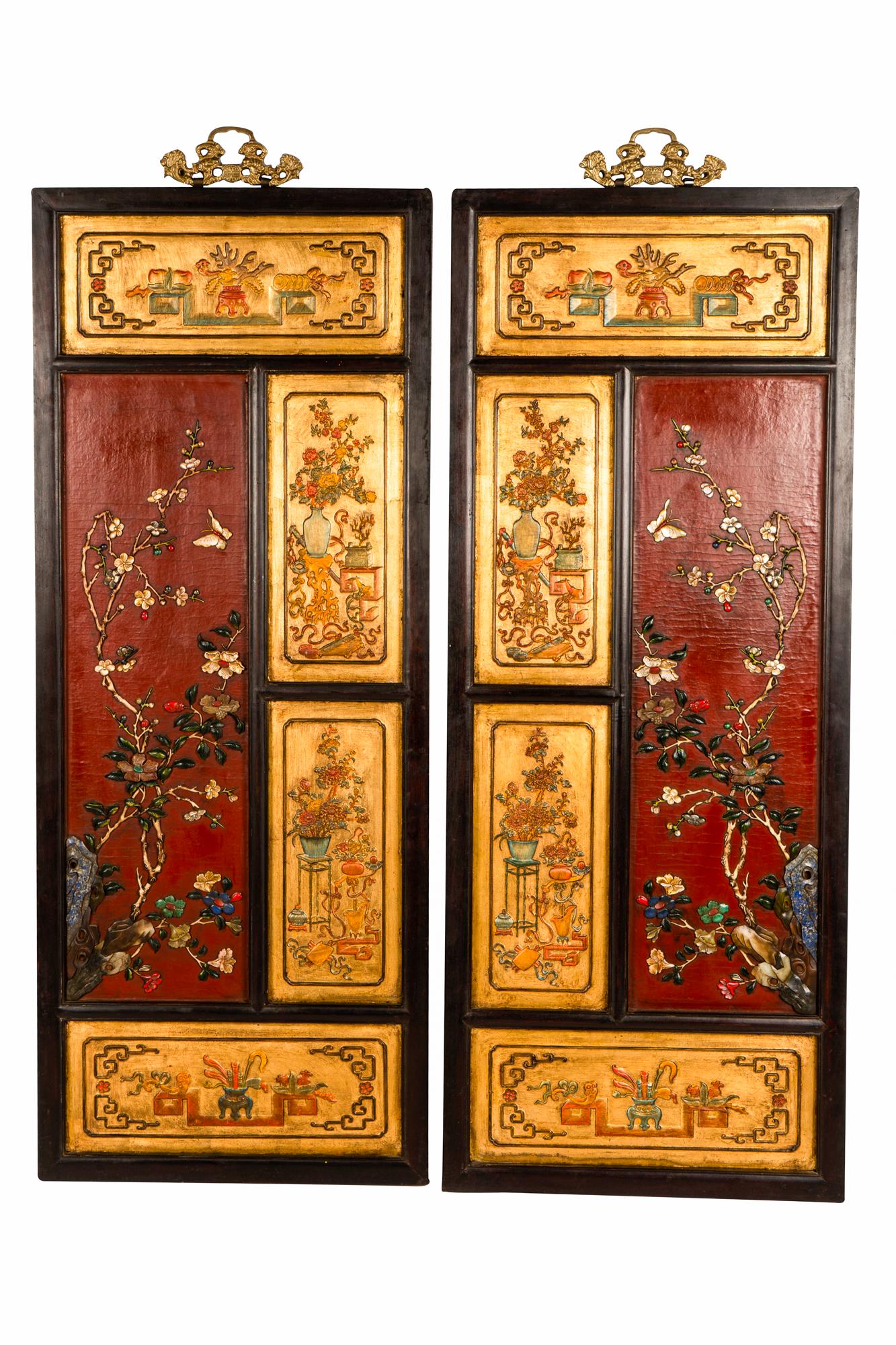 PAIR OF CHINESE STYLE INLAID PANELS (1 of 8)