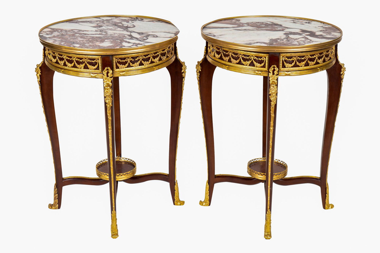 PAIR OF LOUIS XV STYLE GILT BRONZE MOUNTED & MARBLE TOP (1 of 11)