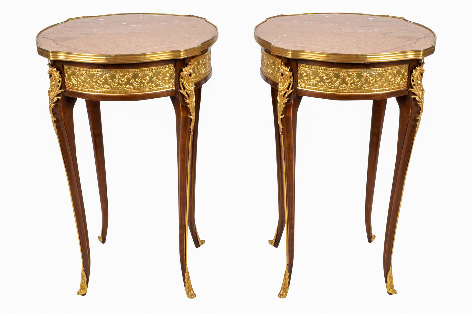 PAIR OF LOUIS XV STYLE GILT BRONZE MOUNTED & MARBLE TOP (1 of 9)