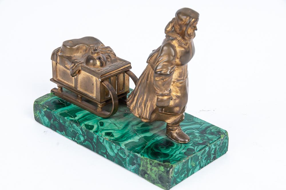 RUSSIAN GILT BRONZE & MALACHITE FIGURE (1 of 7)