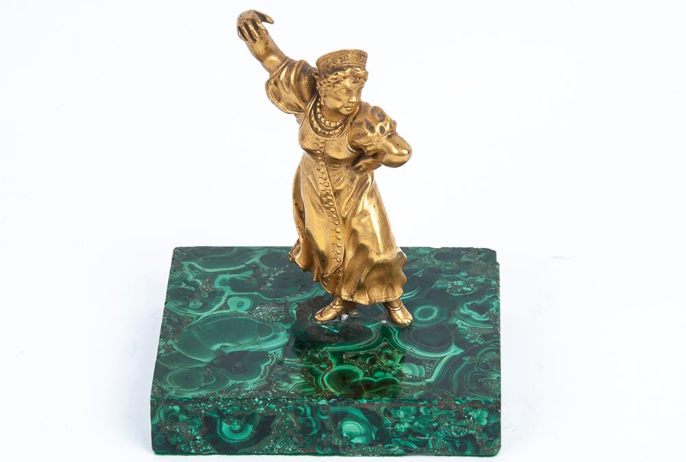 RUSSIAN GILT BRONZE & MALACHITE FIGURE (1 of 7)