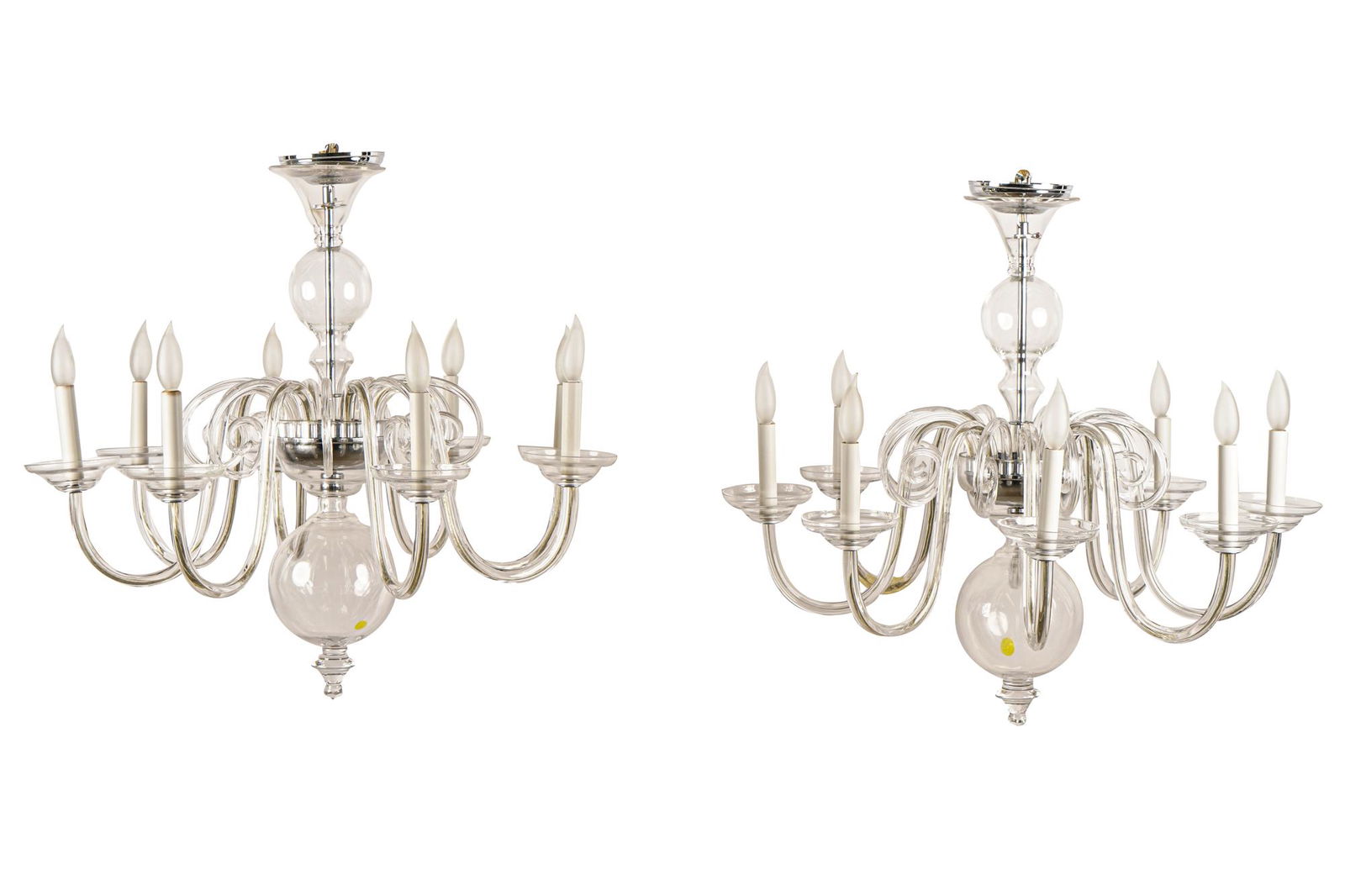 PAIR OF BLOWN GLASS CHANDELIERS (1 of 9)