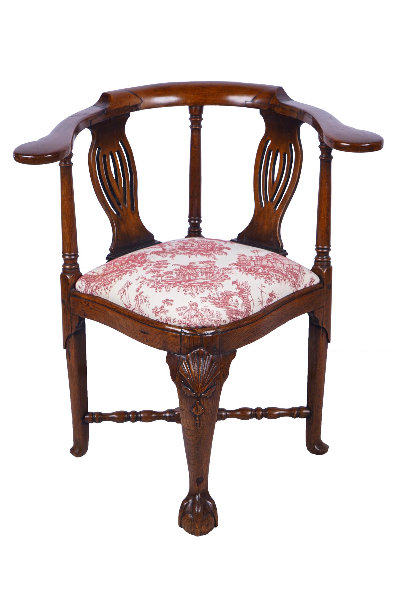 GEORGIAN CARVED OAK ARMCHAIR (1 of 8)