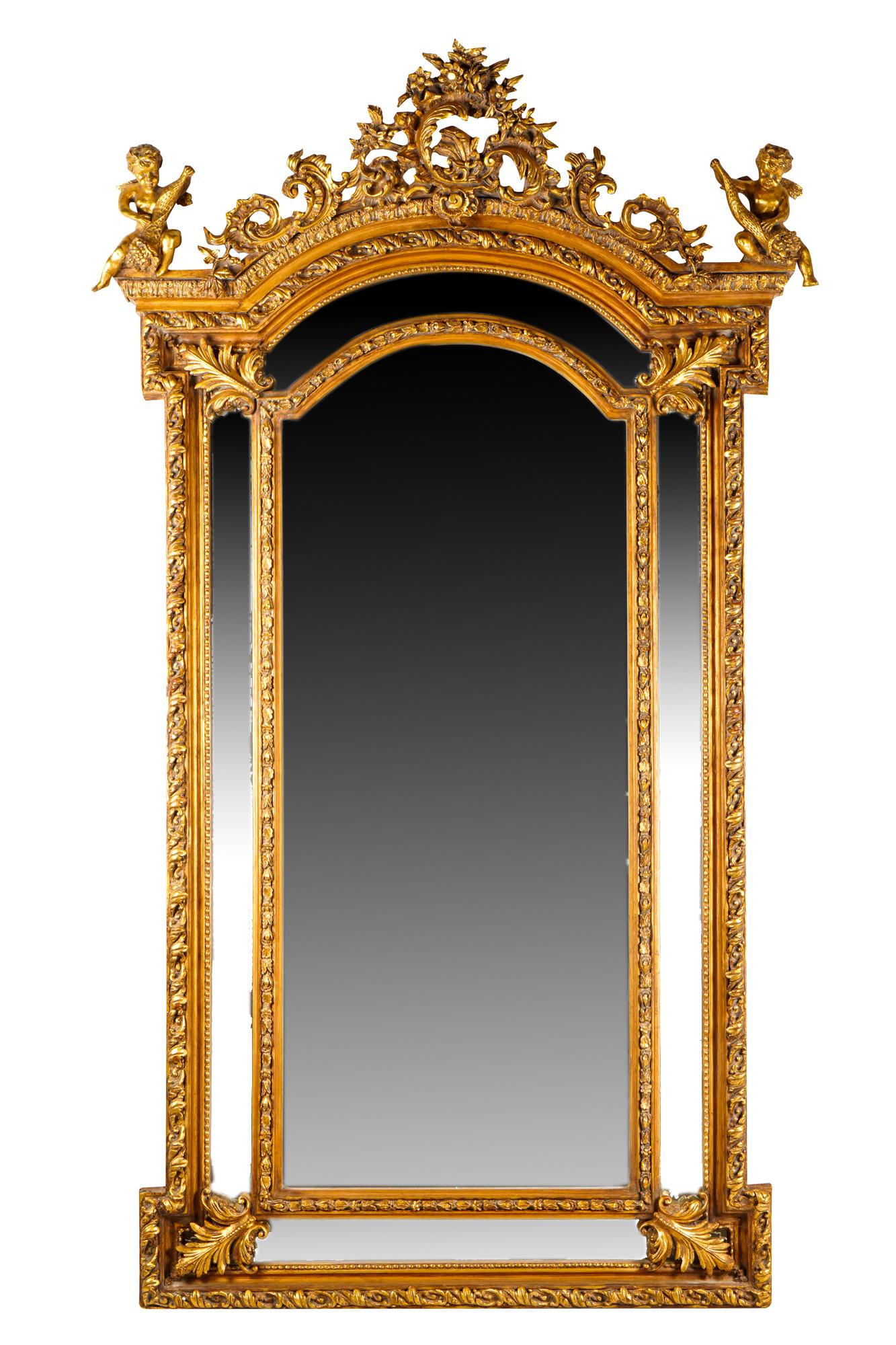 LOUIS XVI STYLE GILDED MIRRORS WITH CHERUBS (1 of 10)