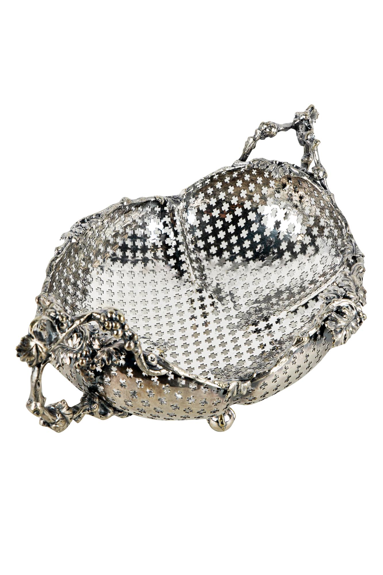 SILVER-PLATE TWO-HANDLED BASKET (1 of 7)