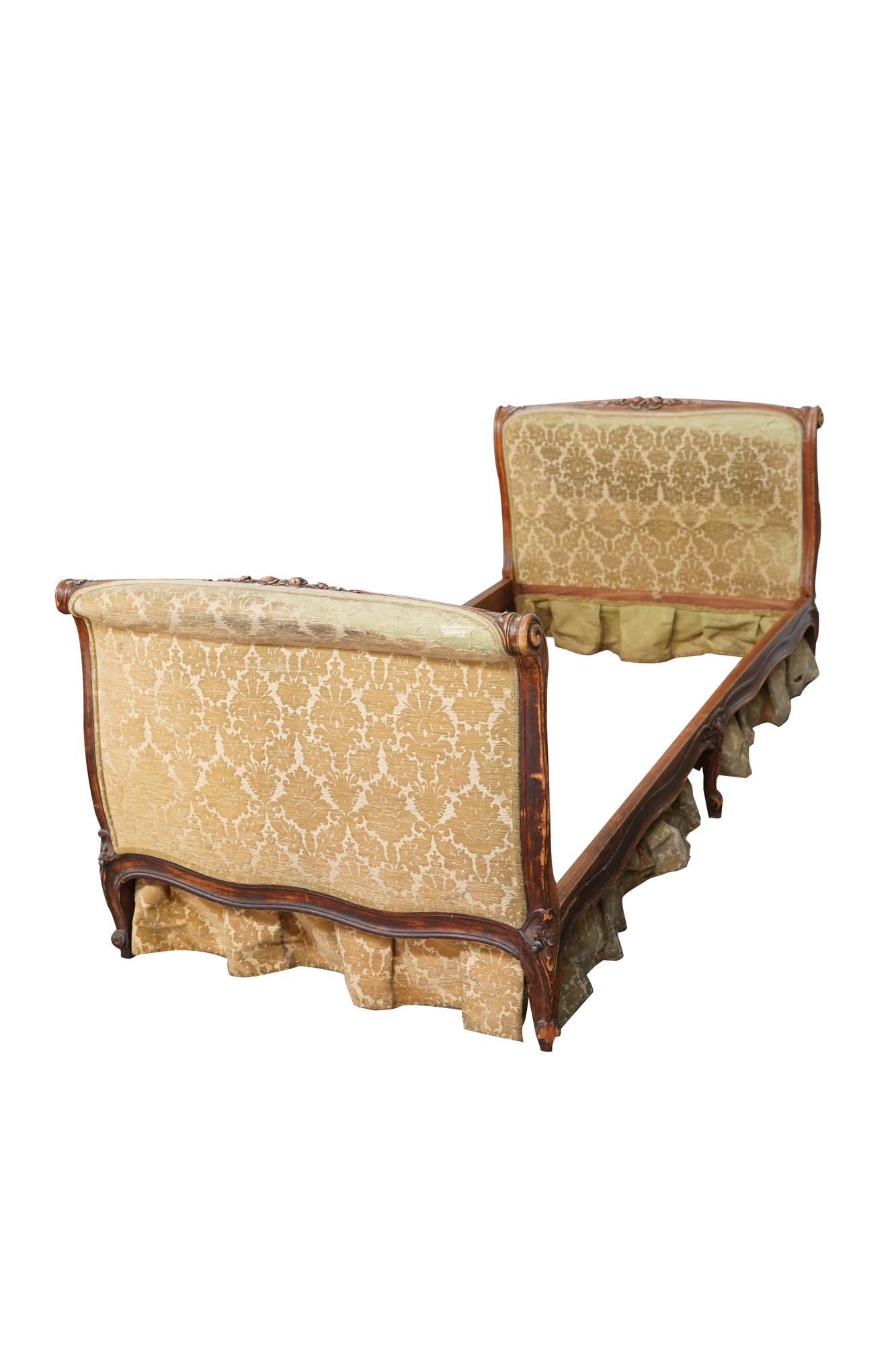 FRENCH PROVINCIAL DAYBED: Condition: upholstery heavily worn 40 1/2 inches wide