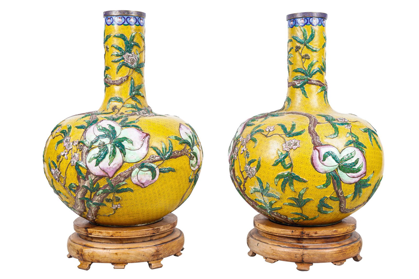 PAIR OF CHINESE CLOISONNE VASES (1 of 8)