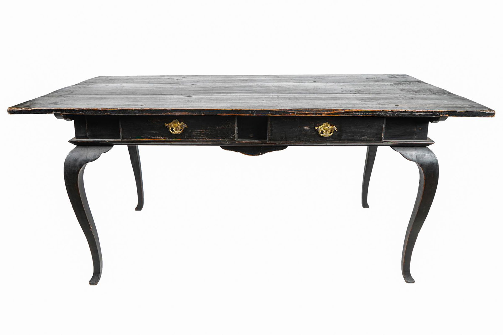 COUNTRY FRENCH STYLE BLACK PAINTED WRITING TABLE (1 of 9)