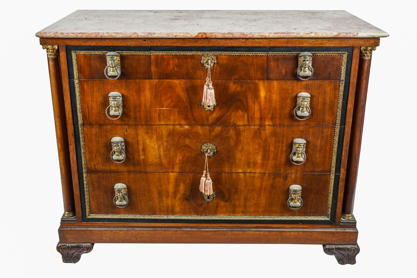 EGYPTIAN REVIVAL STYLE MARBLE TOP CHEST (1 of 9)