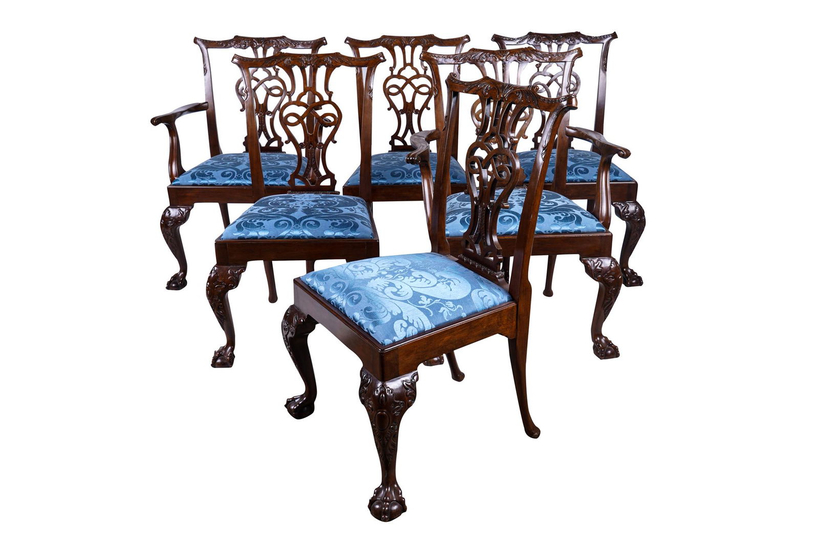 SIXTEEN BAKER CHIPPENDALE-STYLE MAHOGANY DINING CHAIRS (1 of 7)